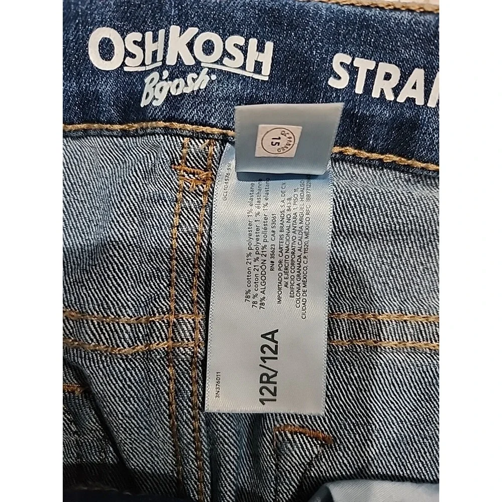 OshKosh Bgosh Boys Straight Leg Jeans Medium Wash Blue Denim Size 12 Regular